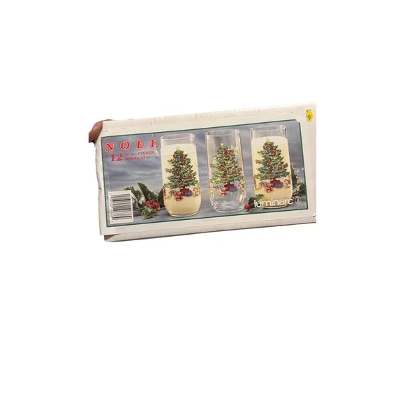 Christmas‎ Tree Tumbler Glasses Set of 12 Holiday Frosted Glassware - Picture 4 of 8